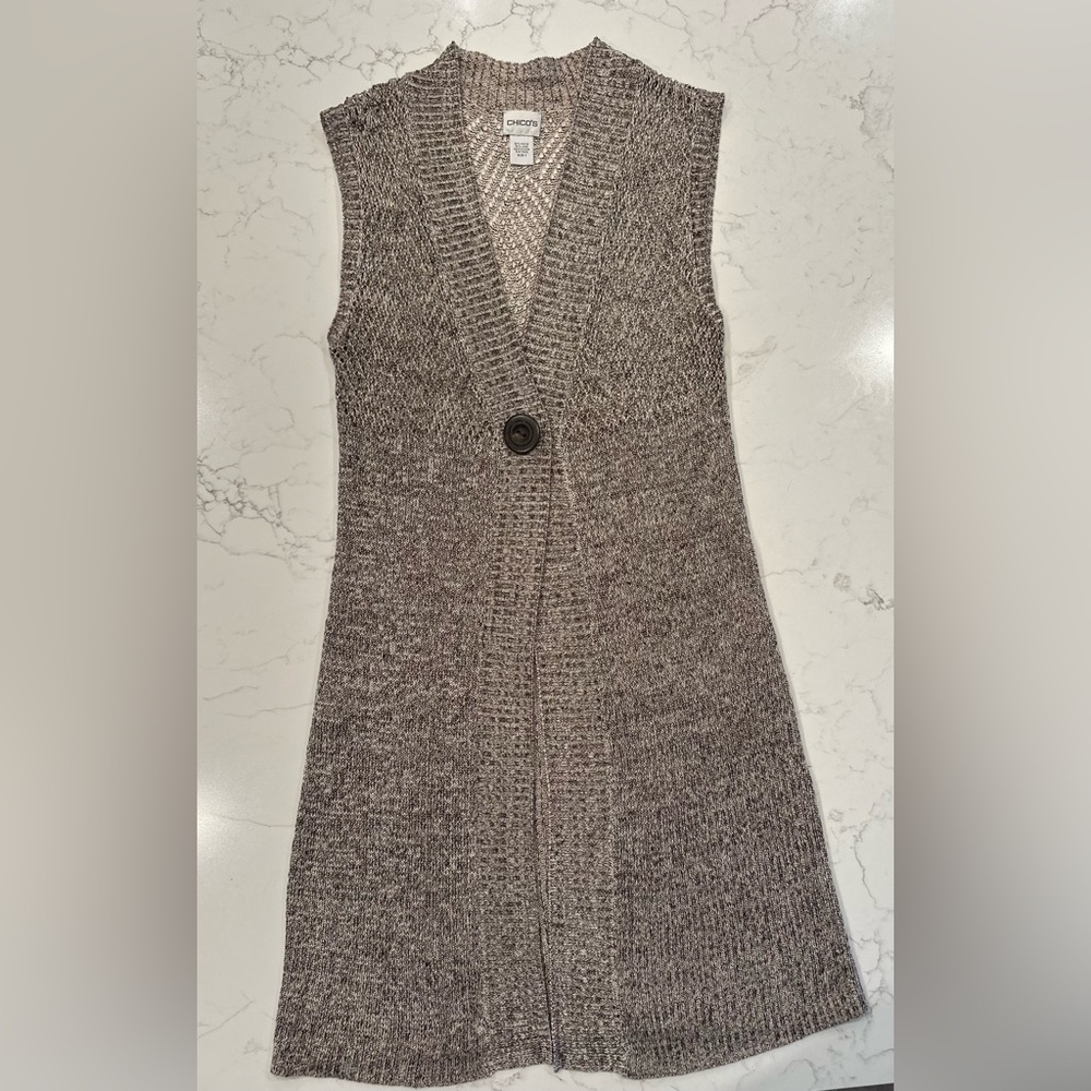 Chico's Beautiful Knit Button Cardigan Vest